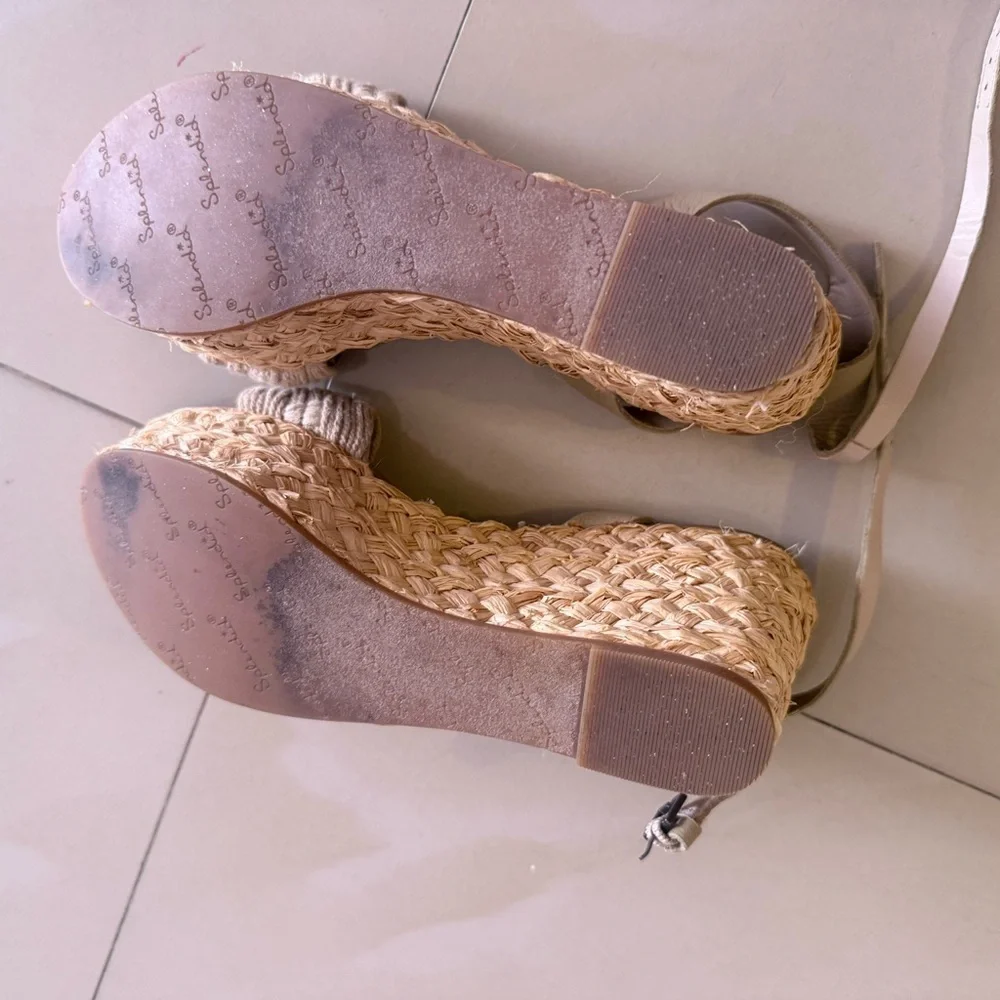 Splendid Cream Woven Espadrille Wedge Sandals size 6M